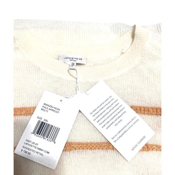 Lafayette 148 New York Cashmere Stripped Breton Sz 2X Stripped Luxurious Sweater - Picture 11 of 15